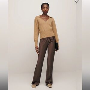 Reformation Petites Gale Satin Mid Rise Bias Pant